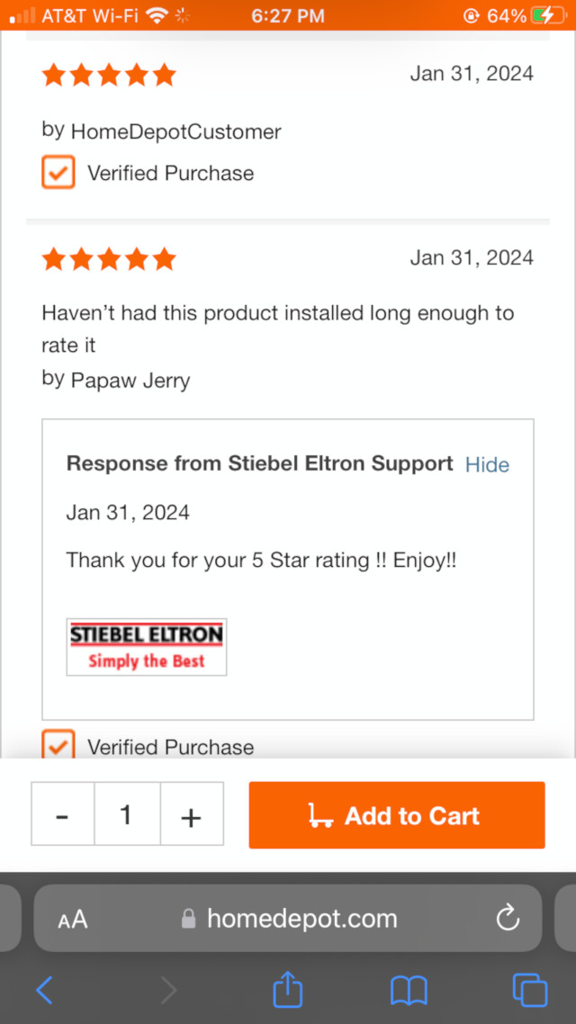 image of of a bad review of a product at Home Depot