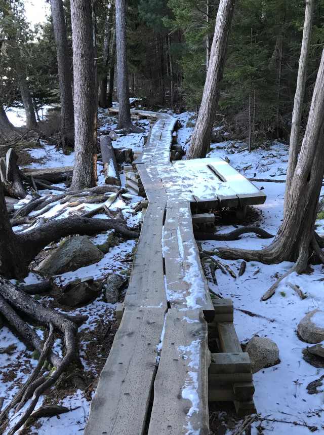 Jordan Pond boardwalk path in Maine