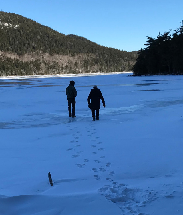 Jordan Pond frozen in Maine