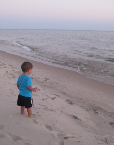 photo of a child at the Lake Michigan beach at Maranatha