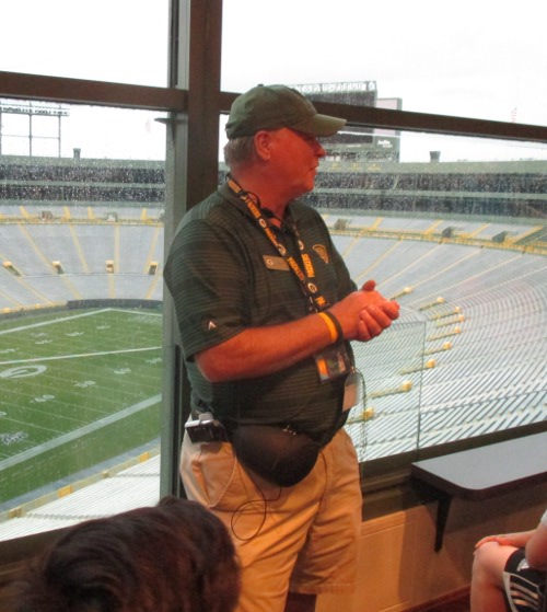 image of the tour guide at Lambeau Field in Green Bay